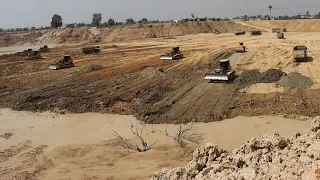 OMG!! Huge Land Filling Up Strong Power Bulldozer Pushing Dirt Huge Truck Dumping Soil