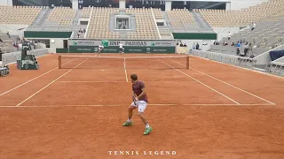 Roland-Garros 2019 : Federer - Schwartzman practice points (Court level view)