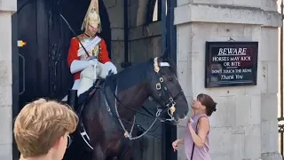 ❤️ warming moment King's guards nods his head reassure disabled woman it's OK to stroke the horse