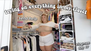 TRYING ON EVERYTHING IN MY CLOSET *until it all fits* vlogmas day 17