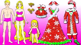 Pink Rapunzel Family Merry Christmas Dresses | Nursery Paper DIY Cartoon | Woa Doll American Kids