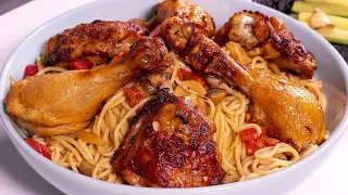 Курица в духовке и Спагетти в соусе Том ям