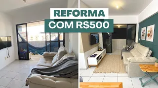 REFORMA de sala de estar e jantar com R$500 | Faça você mesmo