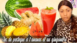 Rytha BM: Comment faire un jus de pastèque à l’ananas et au gingembre (Jus fait maison).