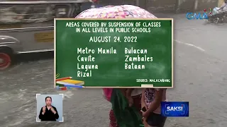 Ilang mga lugar, sinuspinde ang klase dahil sa Bagyong Florita | Saksi