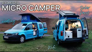 DIY Micro Camper Conversion | FULL TOUR | FULL TIME Vanlife | VW Caddy Van | Off-Grid