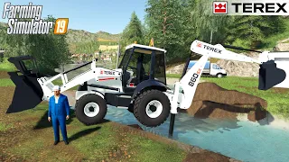 Farming Simulator 19 - TEREX 860 SX Backhoe Loader Breaches The Dam