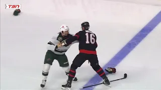 Austin Watson vs Brandon Duhaime fight Ottawa Senators vs Minnesota wild (2022 NHL)