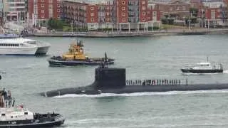 American nuclear submaine USS Virginia entering Portsmouth harbour