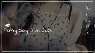 [ASMR] 비오는 날 잠 잘오는 클렌징 스킨케어 (getting you ready for bed | cleansing skin care on a rainy day) + 후시녹음