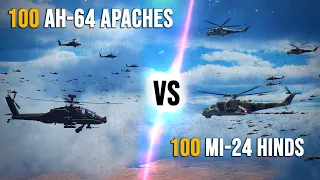 100 AH-64 Apaches Vs 100 Mi-24 Hinds Mass Dogfight | Digital Combat Simulator | DCS |