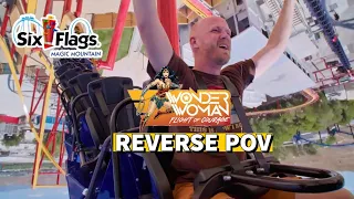 WONDER WOMAN FLIGHT OF COURAGE | Reverse POV | Six Flags Magic Mountain