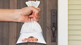 Hang A Bag of WATER with PENNIES and Watch What Happens