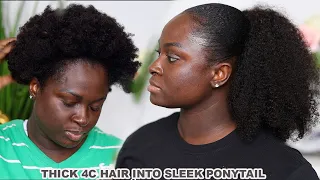 #4CHAIR | Very Thick 4C Hair Into A Sleek Ponytail | Wash To Style - Detailed Beginner Friendly