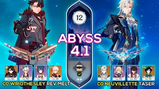 C0 Wriothesley Reverse Melt & C0 Neuvillette Taser Spiral Abyss 4.1 Floor 12 9 stars Genshin Impact