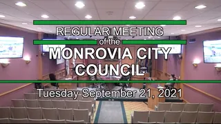 Monrovia City Council | September 21, 2021 | Regular Meeting