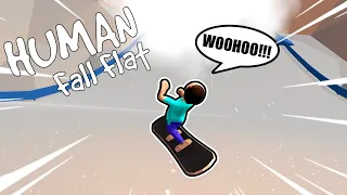 MINECRAFT STEVE DOING INSANE TRICKS WITH SNOWBOARD in HUMAN FALL FLAT