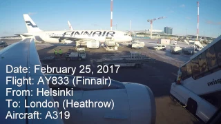 Full flight video, Helsinki (Vantaa) to London (Heathrow), AY833, A319, Finnair