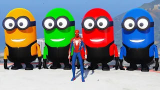 GTA 5 Epic Ragdolls RED SPIDERMAN VS RED MINION VS GREEN MINION (Euphoria Physics & Funny Fails) #11