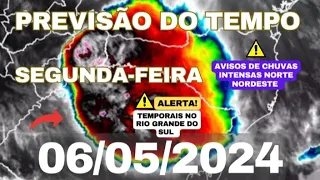 PREVISÃO DO TEMPO SEGUNDA-FEIRA COM ALERTA DE TEMPORAIS NO RIO GRANDE DO SUL! CHUVAS  NORTE NORDESTE