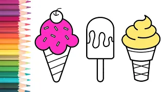 How to Coloring a beautiful ICE CREAM step by step easy drawing for kids
