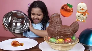 Chocolate Food vs Real challenge!!! rabbit bite her!