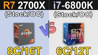 R7 2700X vs i7-6800K | Stock and Overclock | New Games Benchmarks