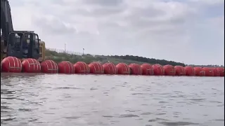 Border buoys installed on the Rio Grande