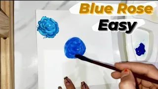 Blue Rose Painting Tutorial for Beginners 🌹 | Easy Painting ideas