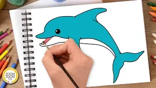 Hướng dẫn cách vẽ CON CÁ HEO - Tô màu con cá Heo - How to draw Dolphin