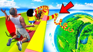 SHINCHAN AND FRANKLIN TRIED THE MUTIPLE MASSIVE DEEPEST HOLE WATER SLIDE MELA CHALLENGE GTA 5