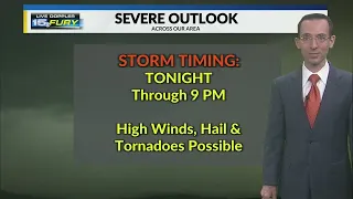 Severe storms possible through 9 pm