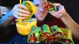 HOT CHEETOS STEAK WRAPS + CHEESE SAUCE * ASMR NO TALKING *  | NOMNOMSAMMIEBOY