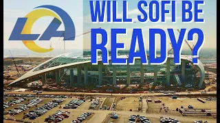 SoFi Stadium Roof Tile Installation. Construction Continues,  4K Drone Footage