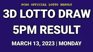 3D LOTTO RESULT 5PM Draw March 13, 2023 PCSO Swertres Lotto Result Today 2nd Draw afternoon