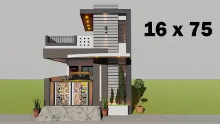 Small car parking house plan in 3D elevation,16*75 makan ka naksha,16x75 ghar ka naksha,3Dhouse plan