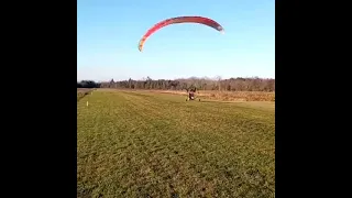 Paramotor trike take off at Stouffville, Ontario. TPP. www.torontopoweredparagliding.com