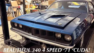 New Project! Gorgeous 1971 340 4 Speed 'Cuda Walkaround, Cold Start, Transmission Removal