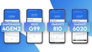 Snapdragon 4 Gen 2 Vs Helio G99 Vs Dimensity 810 Vs Dimensity 6020 | Antutu Benchmark & Specs