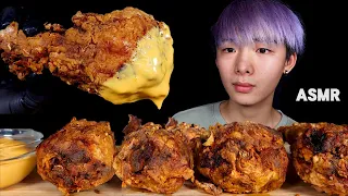 ASMR HOMEMADE SPICY FRIED CHICKEN 🍗 + CHEESE SAUCE 🧀 (Eating Sound) | MAR ASMR