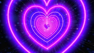 Neon Lights Love Heart Tunnel💜💙Purple   Blue  Heart Background | Neon Heart Tunnel Loop 3 Hours