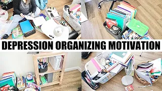 ORGANIZING THERAPY for ANXIETY & DEPRESSION | OFFICE SUPPLIES ORGANIZATION + DECLUTTERING