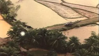 Helicopter picks soldiers from paddies during Operations Thayer II by 1st Air Cav...HD Stock Footage