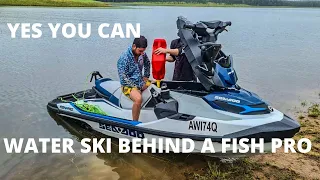 WATER SKIING BEHIND THE 2021 SEA DOO FISH PRO