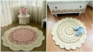 Most beautiful and attractive crochet knitted floor mat, table runner & rugs design
