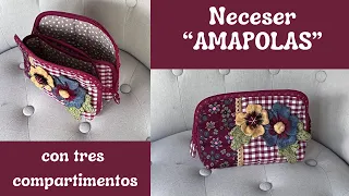 Toiletry bag with 3 compartments "POPPIES". Free Tutorial 205
