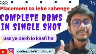 Complete DBMS for placement in single shot | ye Dekh lo kaafi hai | Placement to leke rahenge