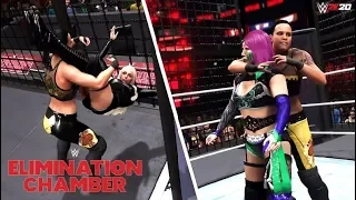 WWE 2K20 SIMULATION: Women's Elimination Chamber match 2020 HIGHLIGHTS