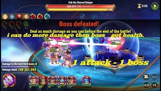 799 mil Damage vs 160 Osh. Killing Osh in Asgard with 1 attack with Cornelius team.