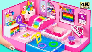 How To Make Pink Unicorn Dream Bedroom with Slime Pool, Living Room (EASY) ❤️ DIY Miniature House